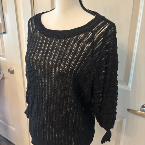 Express black mesh netted tight waistband blouse size L - Picture 9 of 14